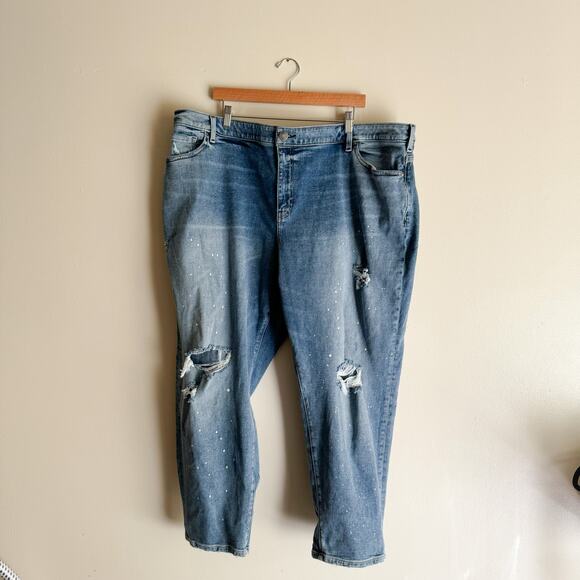 Lane Bryant Distressed Mid-Rise Boyfriend Signature Fit Flex Magic Waist Jeans - Picture 1 of 7